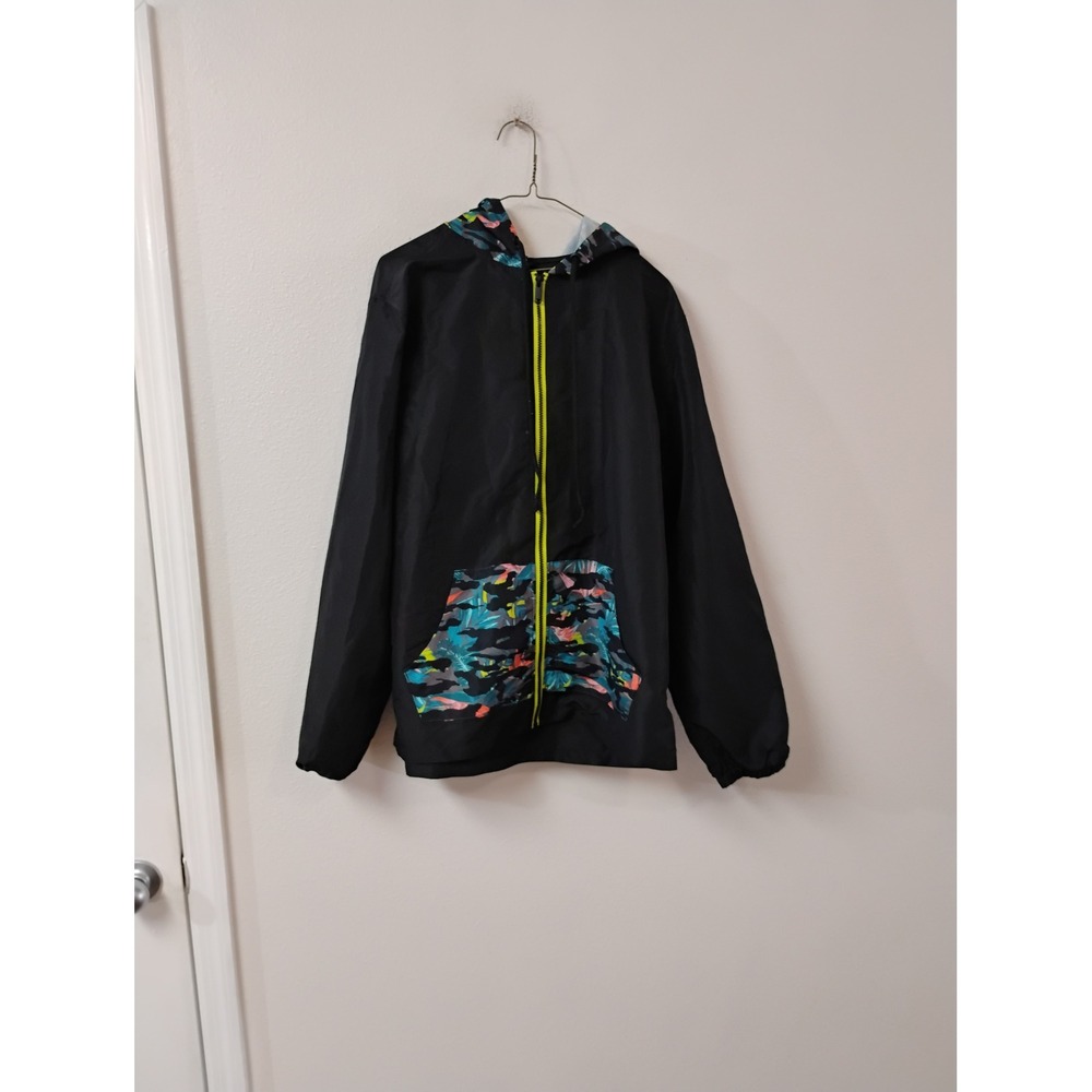 Five.By.Five Master Piece Mens Windbreaker Jacket Black Camo Neon Zip Large